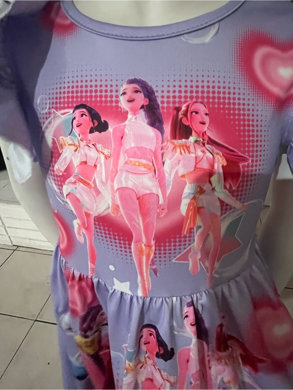 Girls' Purple Pop Star Graphic Dress
